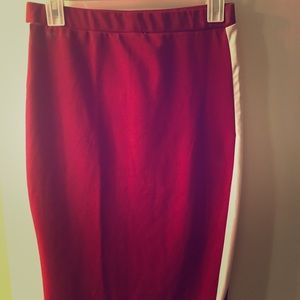 Dark red tight fitted skirt